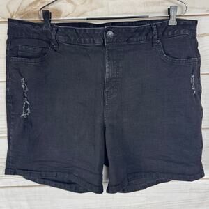 Royalty For Me Black Distressed Slim Stretch Shorts Size 20W
